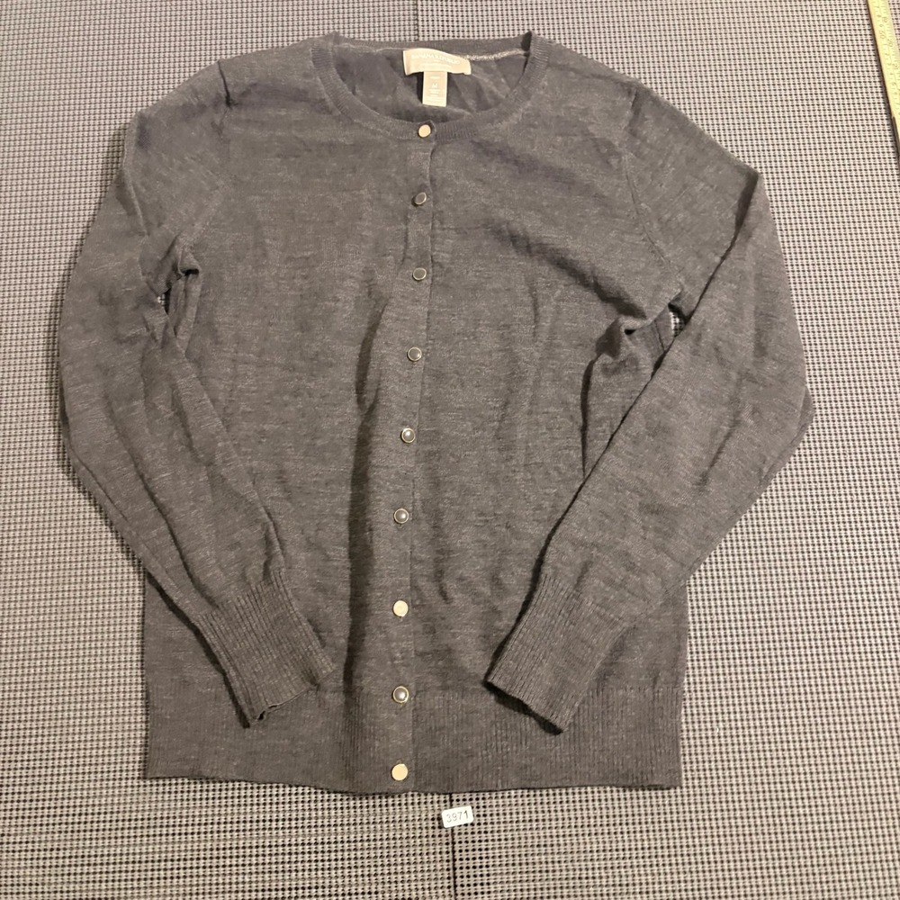 Banana Republic Gray 100% Merino Wool Button Front Cardigan Sweater Petite M